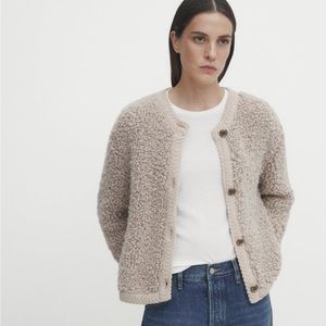 Massimo Dutti BOUCLÉ KNIT CARDIGAN WITH BUTTONS
